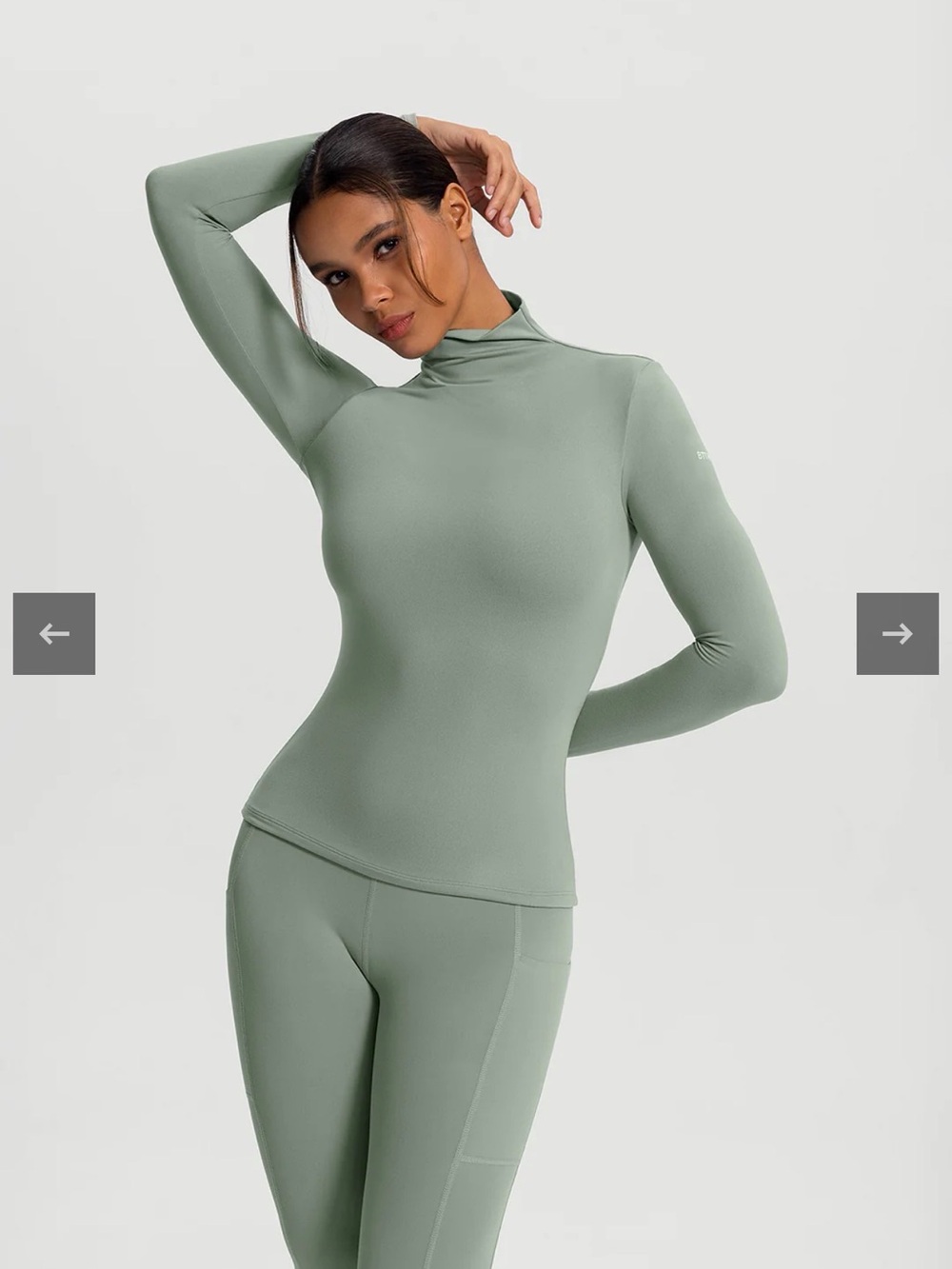 Women's Slim Long-Sleeve Turtleneck Top in Sage Green